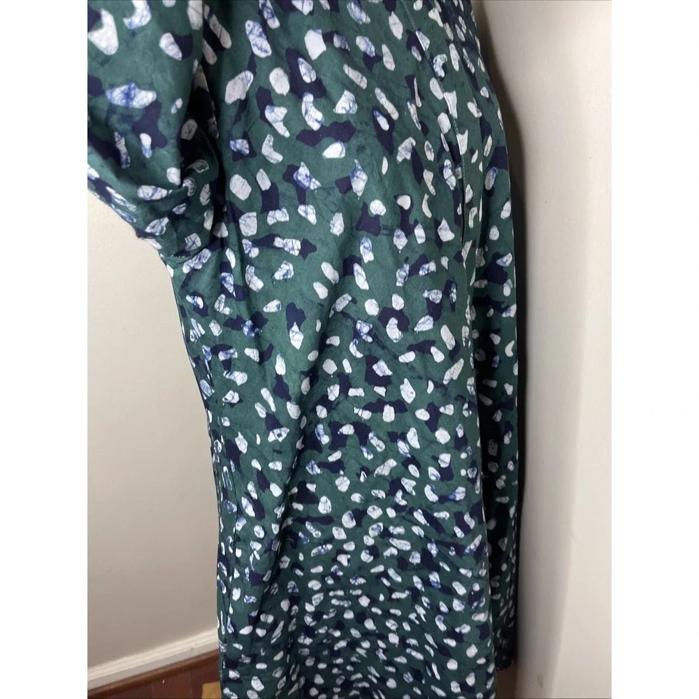 Zuri Kenya Raindrop Green Black Printed Cotton Dress Large L - Picture 6 of 10